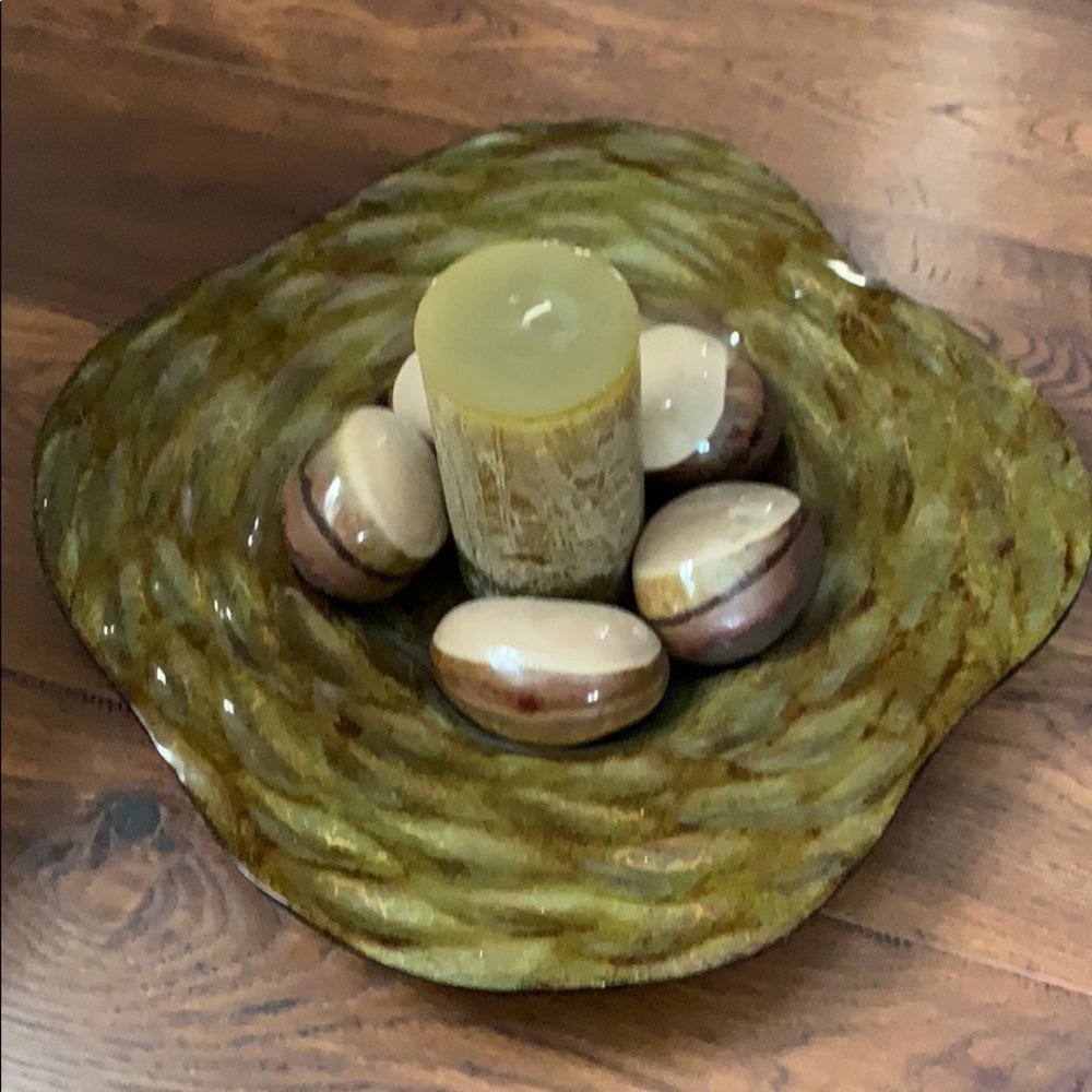 Decorative Bowl With Stones and candle